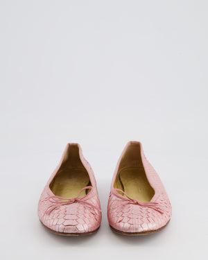 Chanel Pink Iridescent Python Ballerina Size 38C