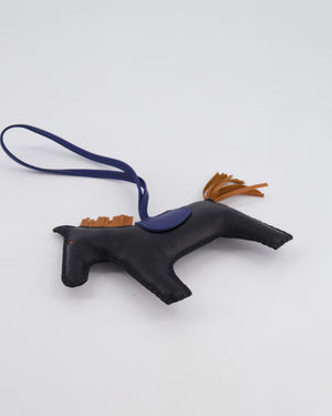 Hermès Rodeo GM Bag Charm in Noir, Gold & Bleu Saphir Milo Leather