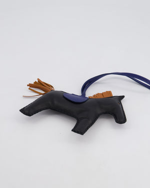 Hermès Rodeo GM Bag Charm in Noir, Gold & Bleu Saphir Milo Leather