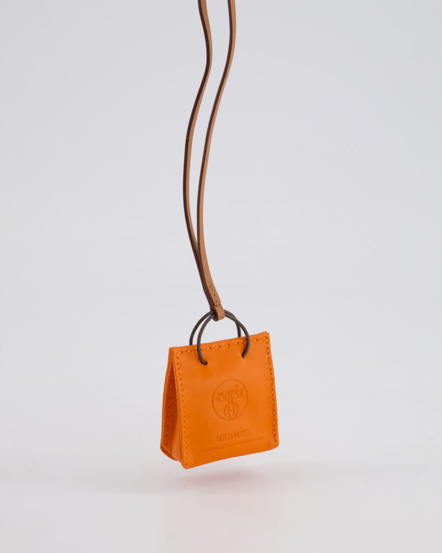 Hermès Orange Lambskin Shopping Bag Charm
