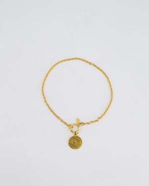 Chanel Vintage Gold Chocker Necklace With CC Medallion Pendant