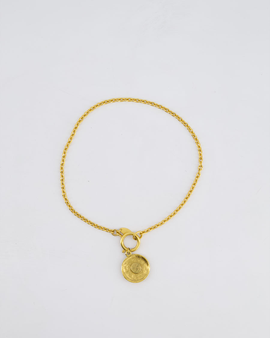 Chanel Vintage Gold Chocker Necklace With CC Medallion Pendant