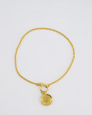 Chanel Vintage Gold Chocker Necklace With CC Medallion Pendant