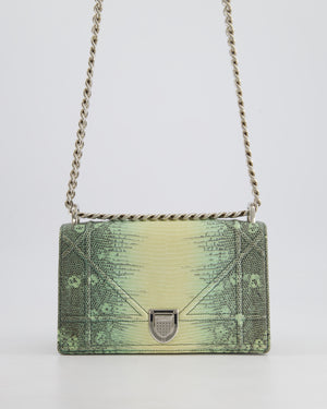 Christian Dior Small Diorama Flap Bag in Light Green Lizard With Silver Hardware