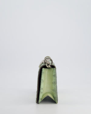 Christian Dior Small Diorama Flap Bag in Light Green Lizard With Silver Hardware