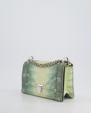 Christian Dior Small Diorama Flap Bag in Light Green Lizard With Silver Hardware