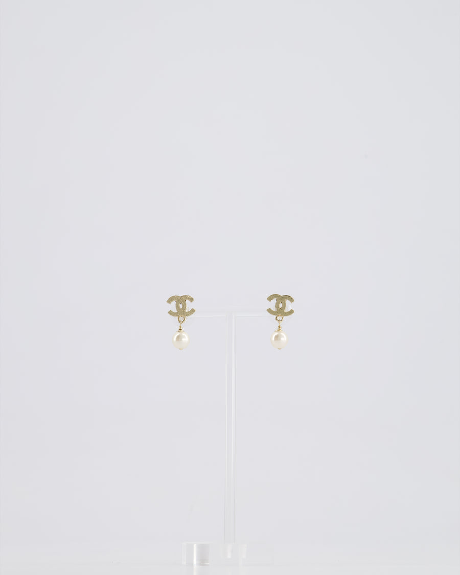 Chanel Gold CC and Pearl Drop Earrings