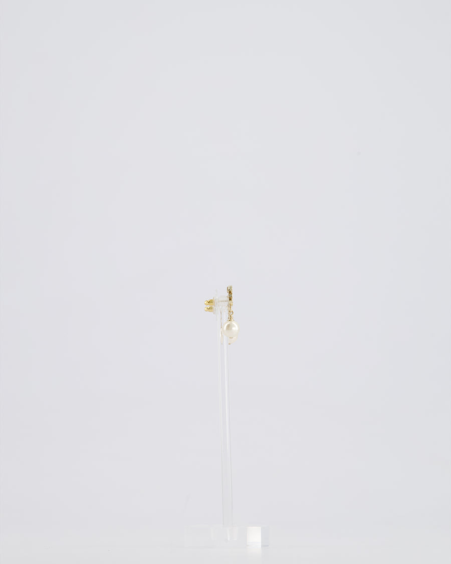 Chanel Gold CC and Pearl Drop Earrings