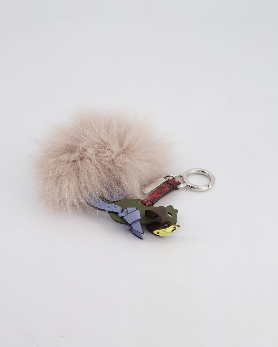 Fendi Grey Fur and Leather Squirrel Keyring Charm