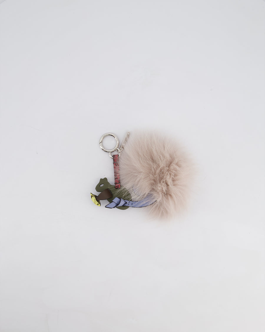 Fendi Grey Fur and Leather Squirrel Keyring Charm
