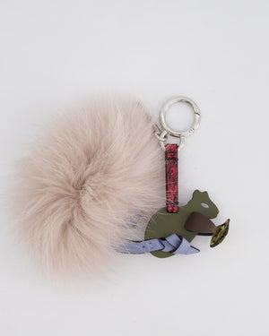Fendi Grey Fur and Leather Squirrel Keyring Charm