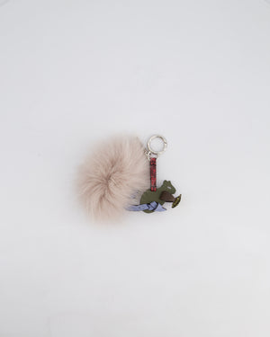 Fendi Grey Fur and Leather Squirrel Keyring Charm