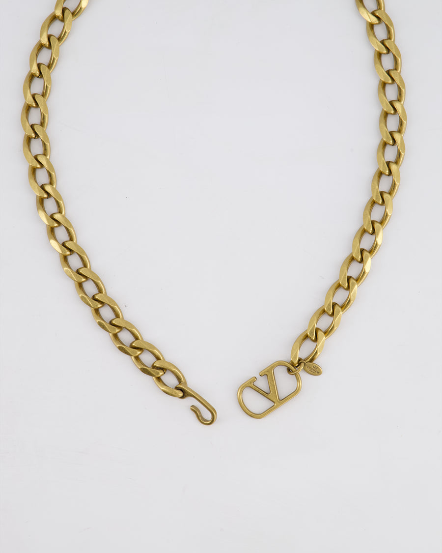 Valentino Antique Gold Chain Belt with V Logo Detail