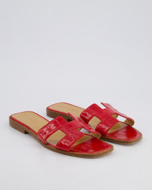 Hermès Oran Sandals in Braise Mississippiensis Alligator Size EU 38
