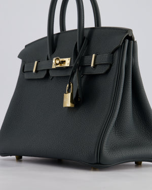 Hermès Birkin 25 Retourne Bag in Vert Mangrove Togo Leather with Permabrass Hardware