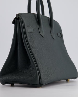 Hermès Birkin 25 Retourne Bag in Vert Mangrove Togo Leather with Permabrass Hardware