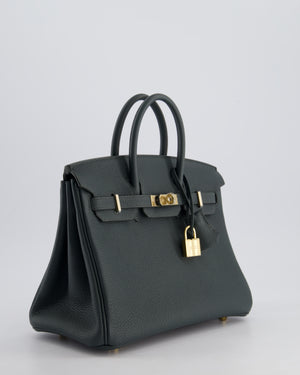 Hermès Birkin 25 Retourne Bag in Vert Mangrove Togo Leather with Permabrass Hardware