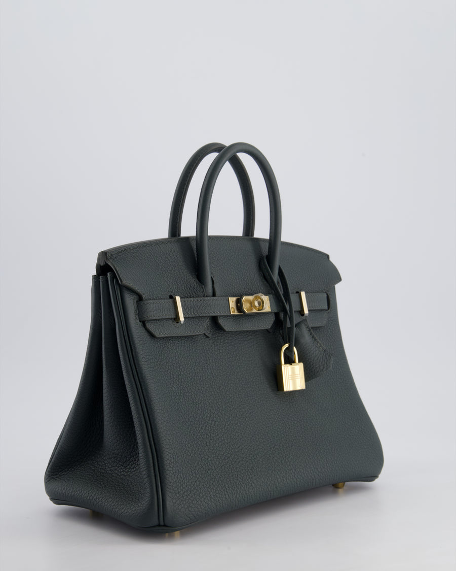 Hermès Birkin 25 Retourne Bag in Vert Mangrove Togo Leather with Permabrass Hardware