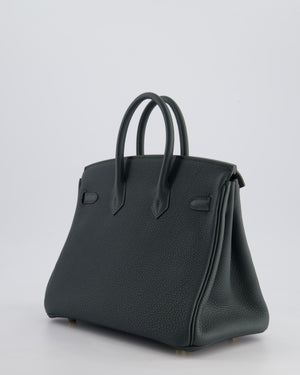 Hermès Birkin 25 Retourne Bag in Vert Mangrove Togo Leather with Permabrass Hardware