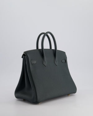 Hermès Birkin 25 Retourne Bag in Vert Mangrove Togo Leather with Permabrass Hardware