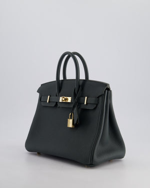 Hermès Birkin 25 Retourne Bag in Vert Mangrove Togo Leather with Permabrass Hardware