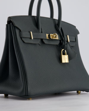 Hermès Birkin 25 Retourne Bag in Vert Mangrove Togo Leather with Permabrass Hardware