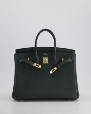 Hermès Birkin 25 Retourne Bag in Vert Mangrove Togo Leather with Permabrass Hardware