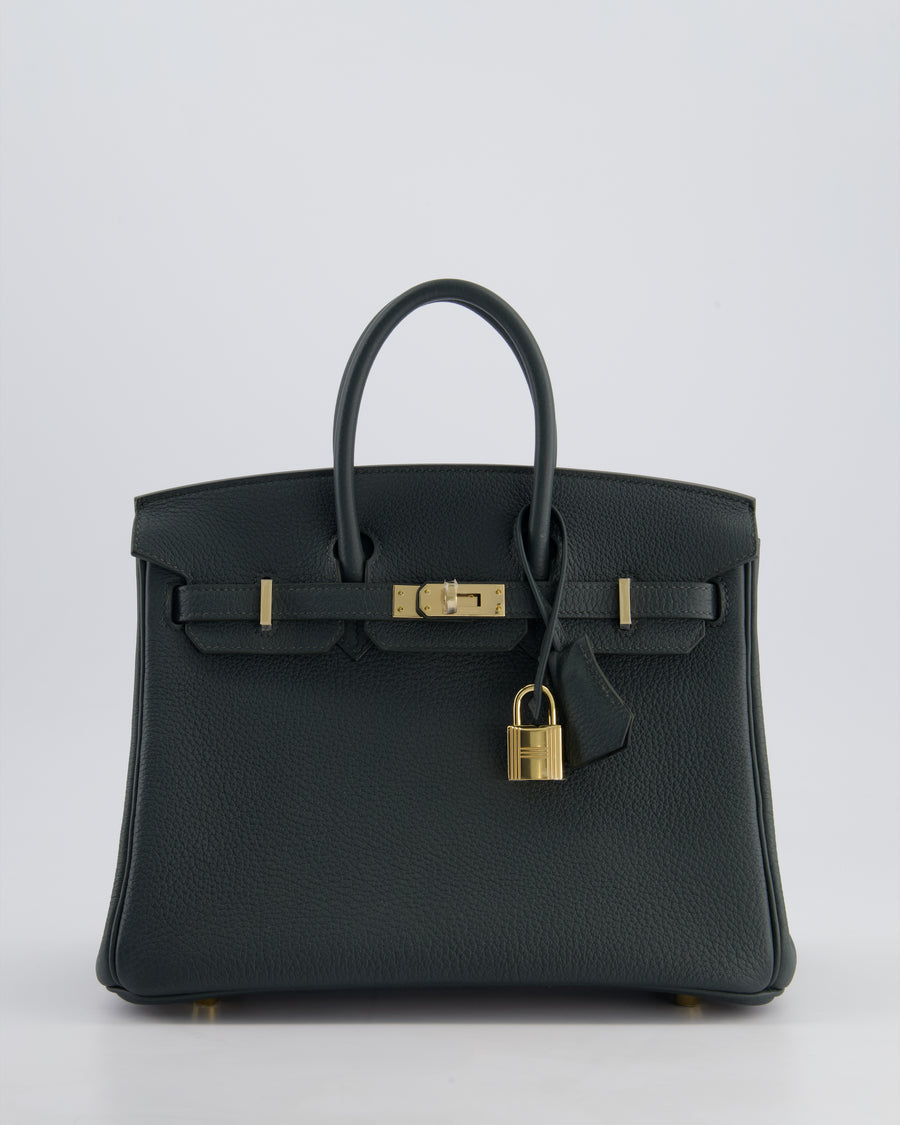 Hermès Birkin 25 Retourne Bag in Vert Mangrove Togo Leather with Permabrass Hardware