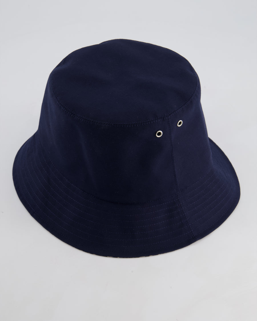 Christian Dior Navy Bucket Hat with Oblique Printed Interior Size 57 RRP £560