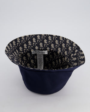 Christian Dior Navy Bucket Hat with Oblique Printed Interior Size 57 RRP £560