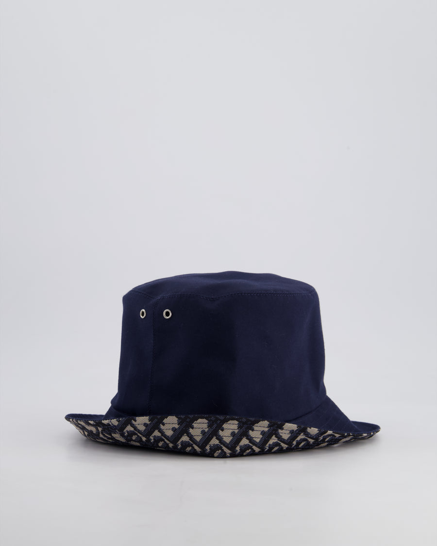 Christian Dior Navy Bucket Hat with Oblique Printed Interior Size 57 RRP £560