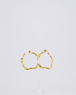 *HOT* Christian Dior 18K Gold Nougat Hoop Earrings