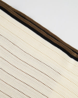 Fendi Cream Crochet Midi Skirt with Black and Brown Trim Detail Size IT 42 (UK 10)