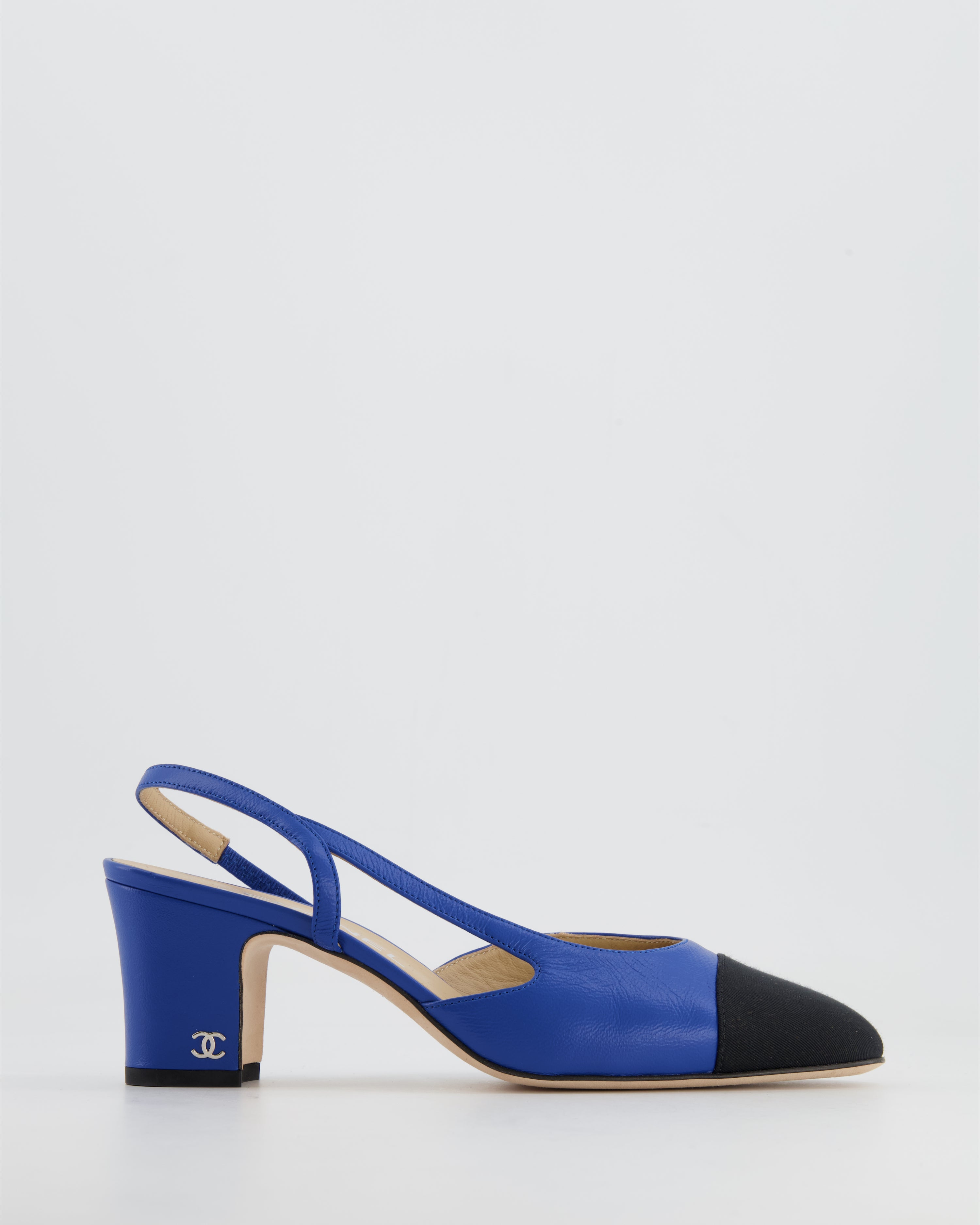 Blue Suede Royal Blue Slingbacks Chanel Royal Blue And Black
