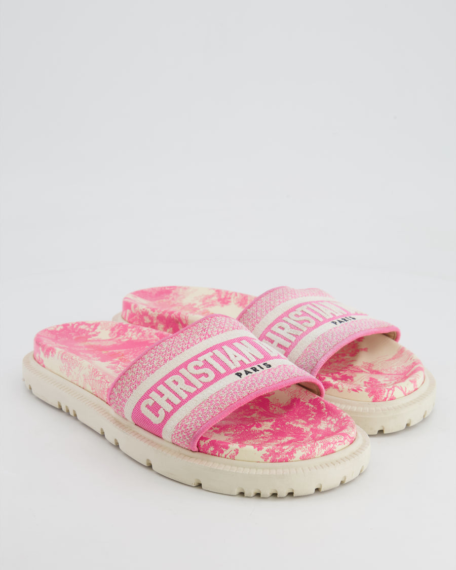 *FIRE PRICE* Christian Dior White and Neon Pink Dway Slide Size EU 38 RRP £620