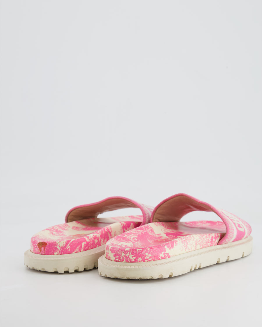 *FIRE PRICE* Christian Dior White and Neon Pink Dway Slide Size EU 38 RRP £620