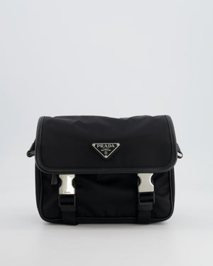 Prada Black Re-Nylon and Saffiano Leather Shoulder Bag with Removable Pouch RRP £1,750
