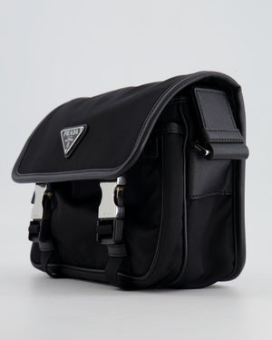 Prada Black Re-Nylon and Saffiano Leather Shoulder Bag with Removable Pouch RRP £1,750