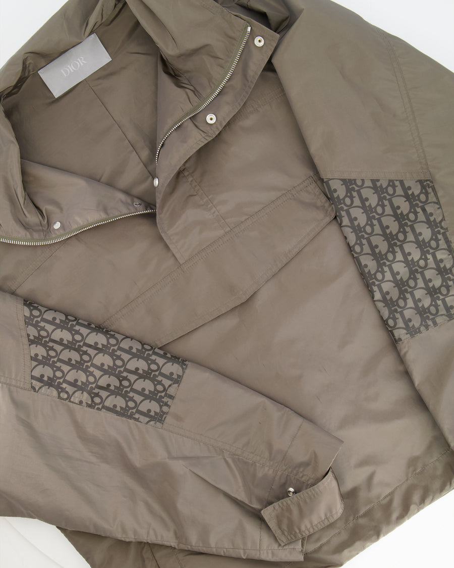 Christian Dior Menswear Khaki Anorak Jacket with Dior Oblique Logo Sleeve Details Size FR 52 (UK 42) RRP £1,650