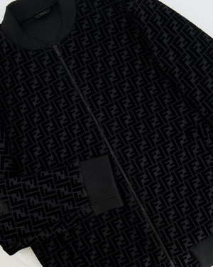 Fendi Menswear Black Suede-Effect FF Logo Jacket Size IT 54 (UK 44) RRP £2,250