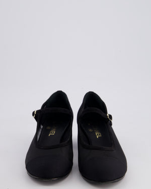 Chanel Black Mesh Mary Jane Shoes with Champagne Gold CC Logo Detail Size EU 39