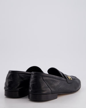 Chanel SS21 Black CC Lambskin Penny Loafers Size EU 38