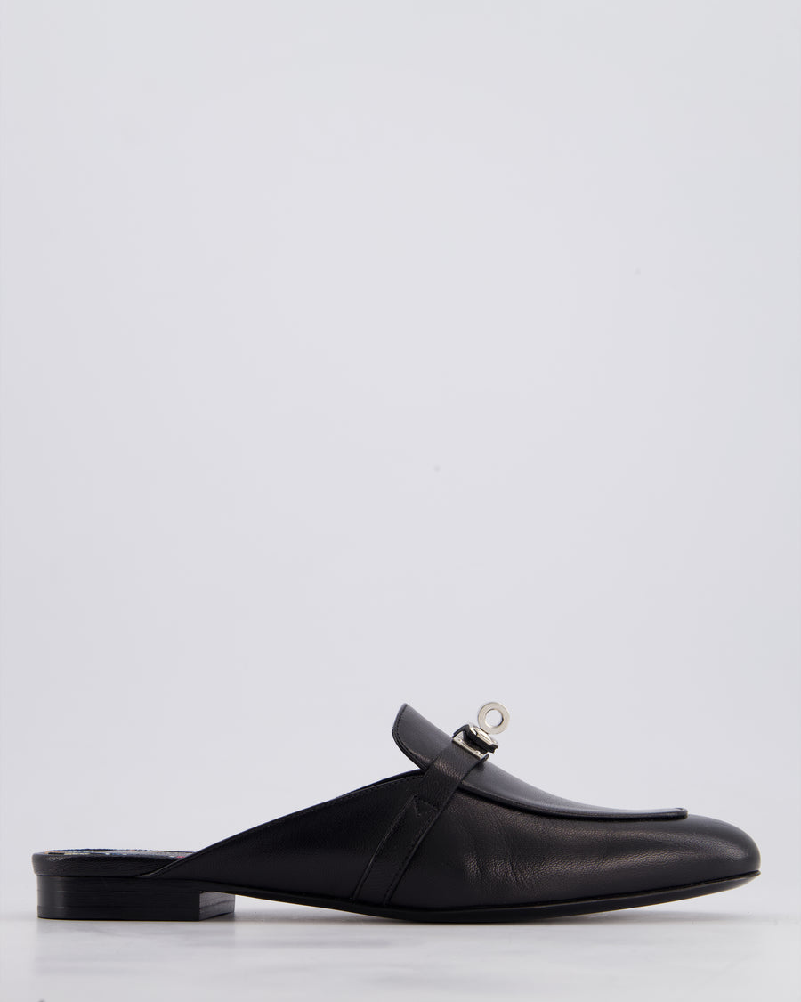 *HOT* Hermès Black Chevre Thor Leather Oz Mules Size EU 39