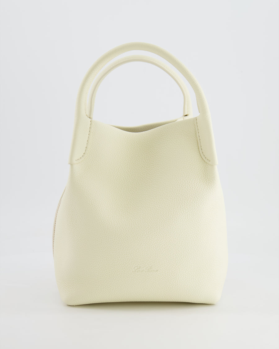 Loro Piana Cream Small Bale Bag in Grained Calfskin Leather with Silver Hardware RRP £2,600