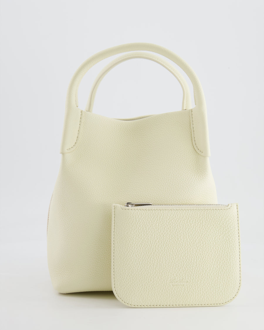 Loro Piana Cream Small Bale Bag in Grained Calfskin Leather with Silver Hardware RRP £2,600