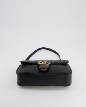 Gucci Black GG Marmont Leather Shoulder Bag with Antique Gold Hardware RRP £2,070