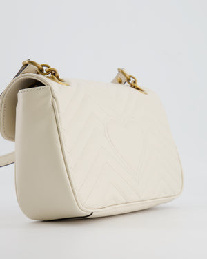 Gucci White GG Marmont Leather Shoulder Bag with Antique Gold Hardware RRP £2,070