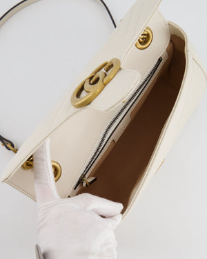 Gucci White GG Marmont Leather Shoulder Bag with Antique Gold Hardware RRP £2,070