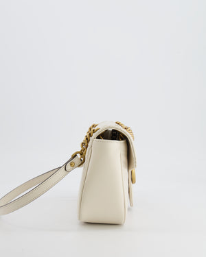 Gucci White GG Marmont Leather Shoulder Bag with Antique Gold Hardware RRP £2,070
