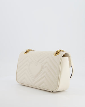 Gucci White GG Marmont Leather Shoulder Bag with Antique Gold Hardware RRP £2,070